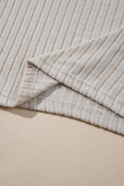 Light Pink Ribbed Knit V Neck Slouchy Two-piece Outfit