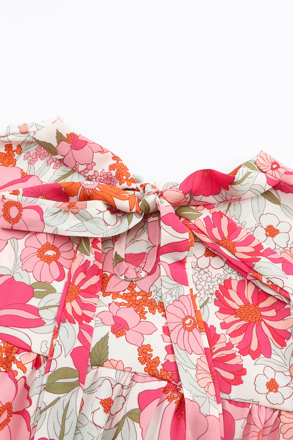 Pink Lace-up Halter Backless High Waist Floral Maxi Dress