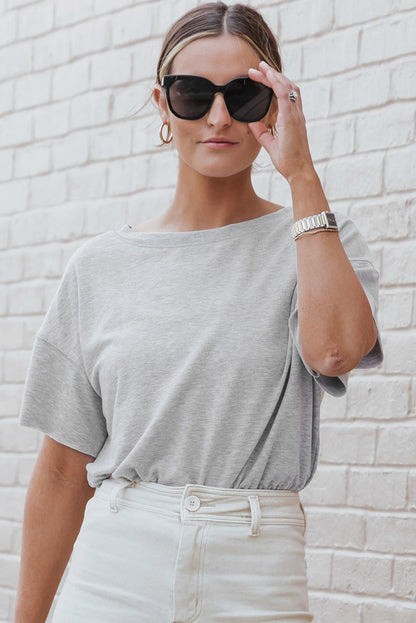 Dark Gray Drop Shoulder Sleeve Oversize Bodysuit