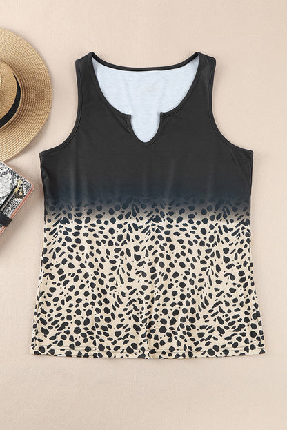 Black Ombre Leopard Print T-shirt