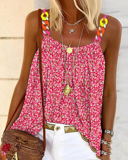 Women's Sling Color Plaid Printed Top