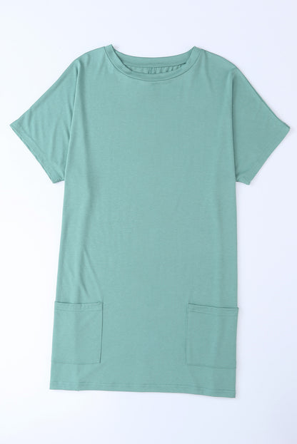 White Side Pockets Short Sleeve Tunic Top