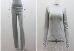 Casual Trousers European And American Tight Short Sleeve Top And Trousers Simple