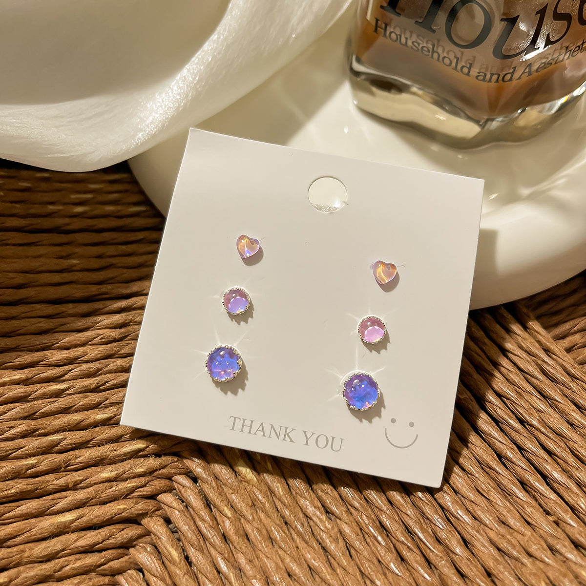 Glitzy Laser Silver Stud Earrings