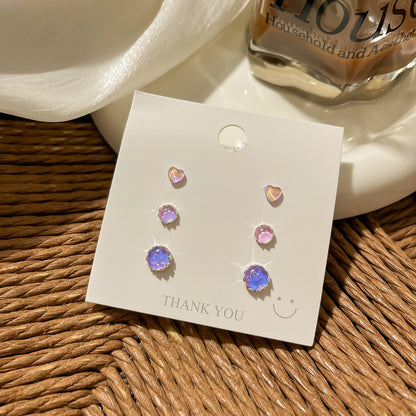 Glitzy Laser Silver Stud Earrings