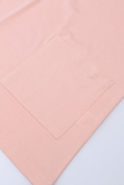 Khaki Side Pockets Short Sleeve Tunic Top