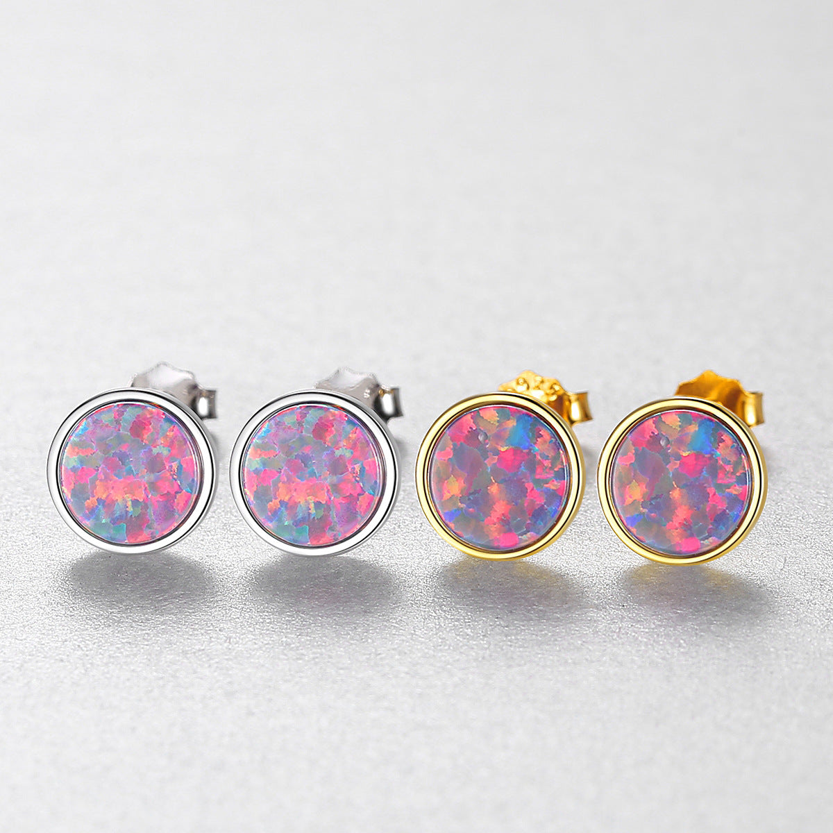 Women's Sterling Silver Stud Earrings Korean All-match Color Treasure Earrings