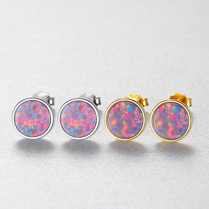 Women's Sterling Silver Stud Earrings Korean All-match Color Treasure Earrings