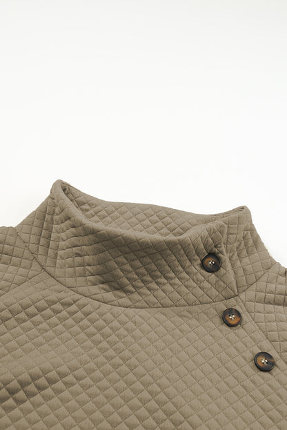 Parchment Drawstring Kangaroo Pocket Quilted Hooded Dress