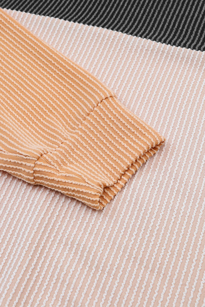 Fiery Red Corded 2pcs Colorblock Pullover and Pants Outfit