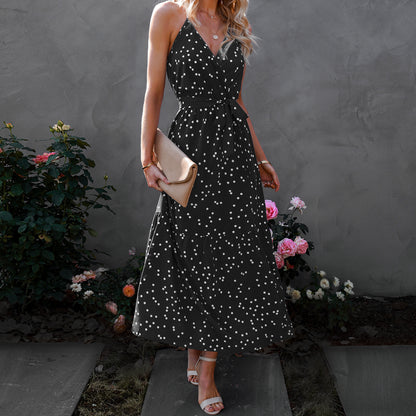 Women's Clothing V-neck Strap Polka Dot Dress