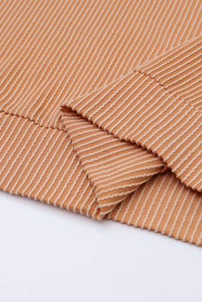 Fiery Red Corded 2pcs Colorblock Pullover and Pants Outfit