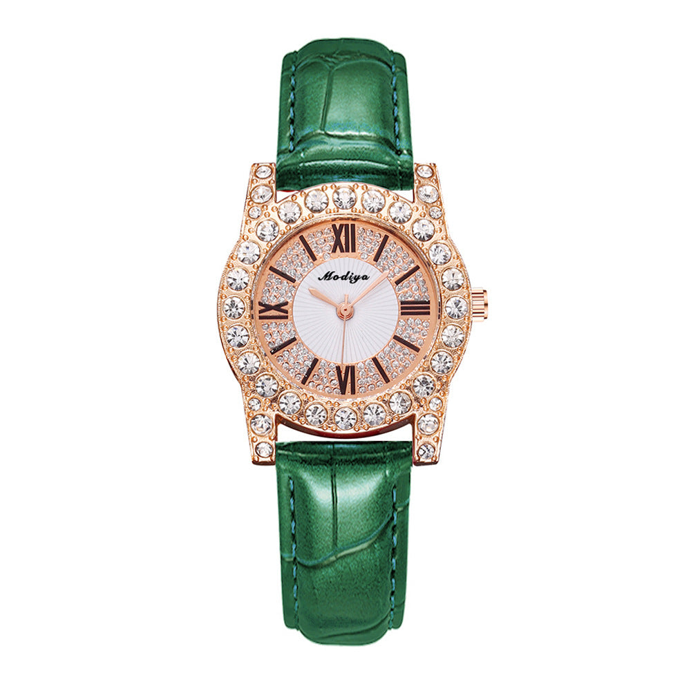 Women's Diamond-embedded Creative Watch With Roman Scale