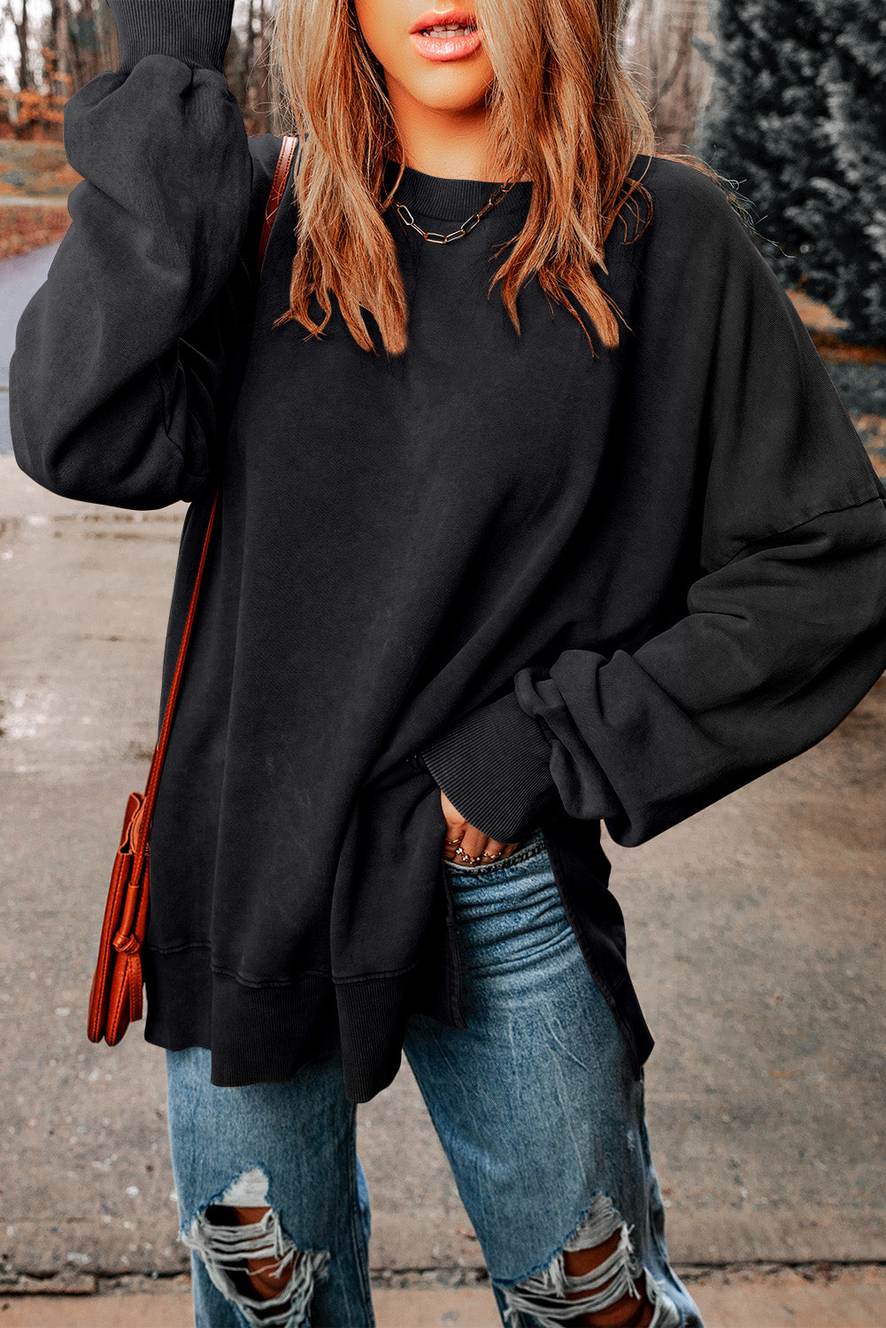 Black GAME DAY Graphic Oversized Sweatshirt