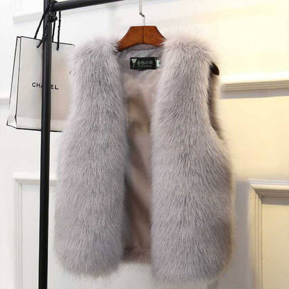 Women's Imitation Fox Fur Waistcoat Plus Cotton Furry Vest