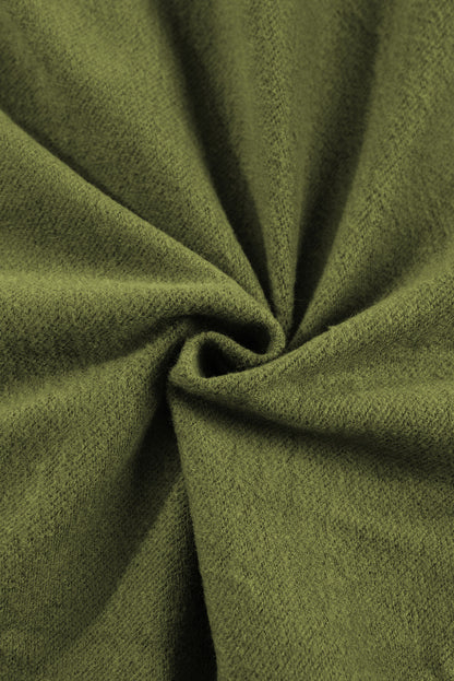 Khaki Printed Plaid Sleeve Patchwork Collared Textured Sweatshirt