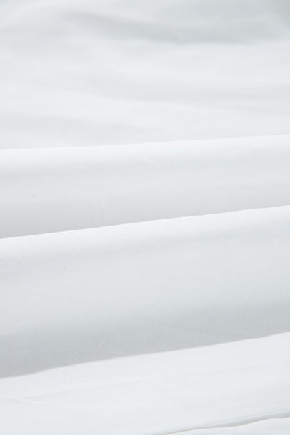 White Bow Knot Cutout Back Loose Fit 3/4 Sleeve Blouse