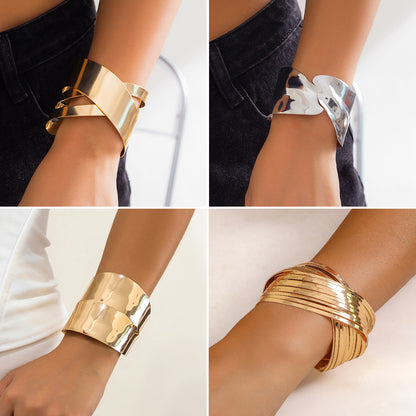 Fashion Design Metal Glossy Surface Bracelet Personality Hollow Out Geometric Cross Bracelet