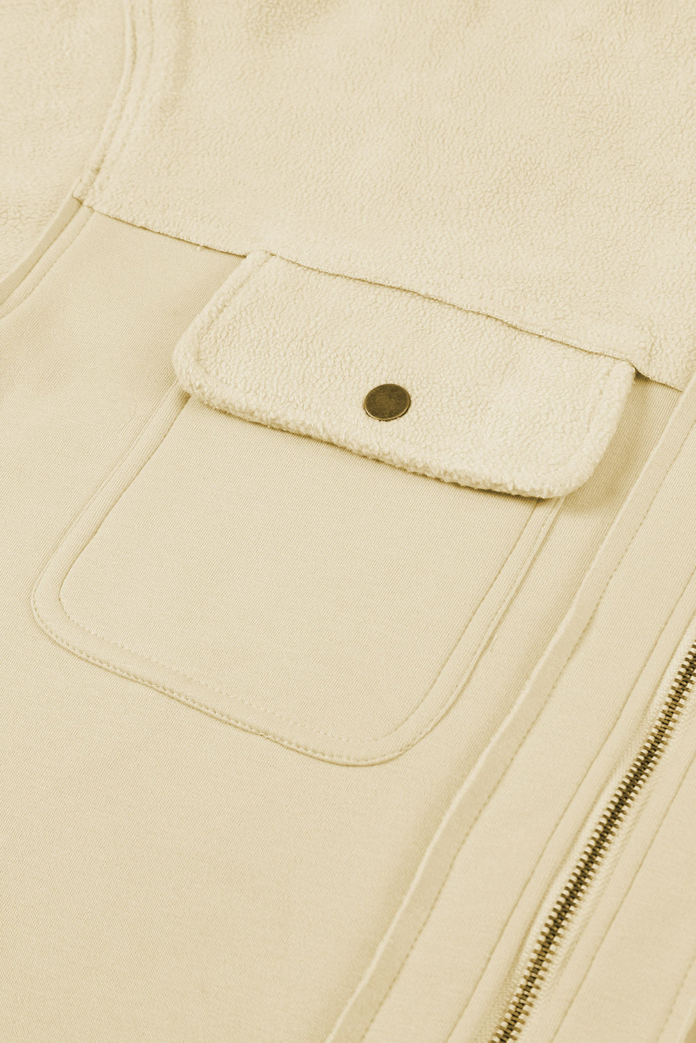 Gray Flap Pocket Drawstring Hood Zip Up Jacket