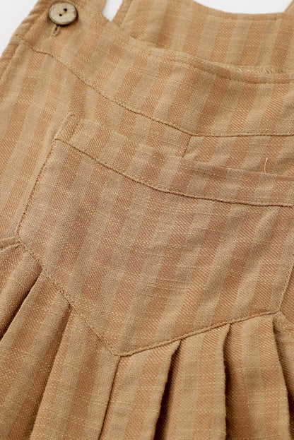 Chicory Coffee Striped Pleated Wide Leg Pocketed Jumpsuit