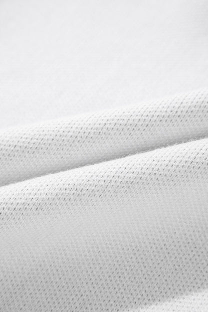 White Contrast Flower Half Zipper Stand Neck Sweater