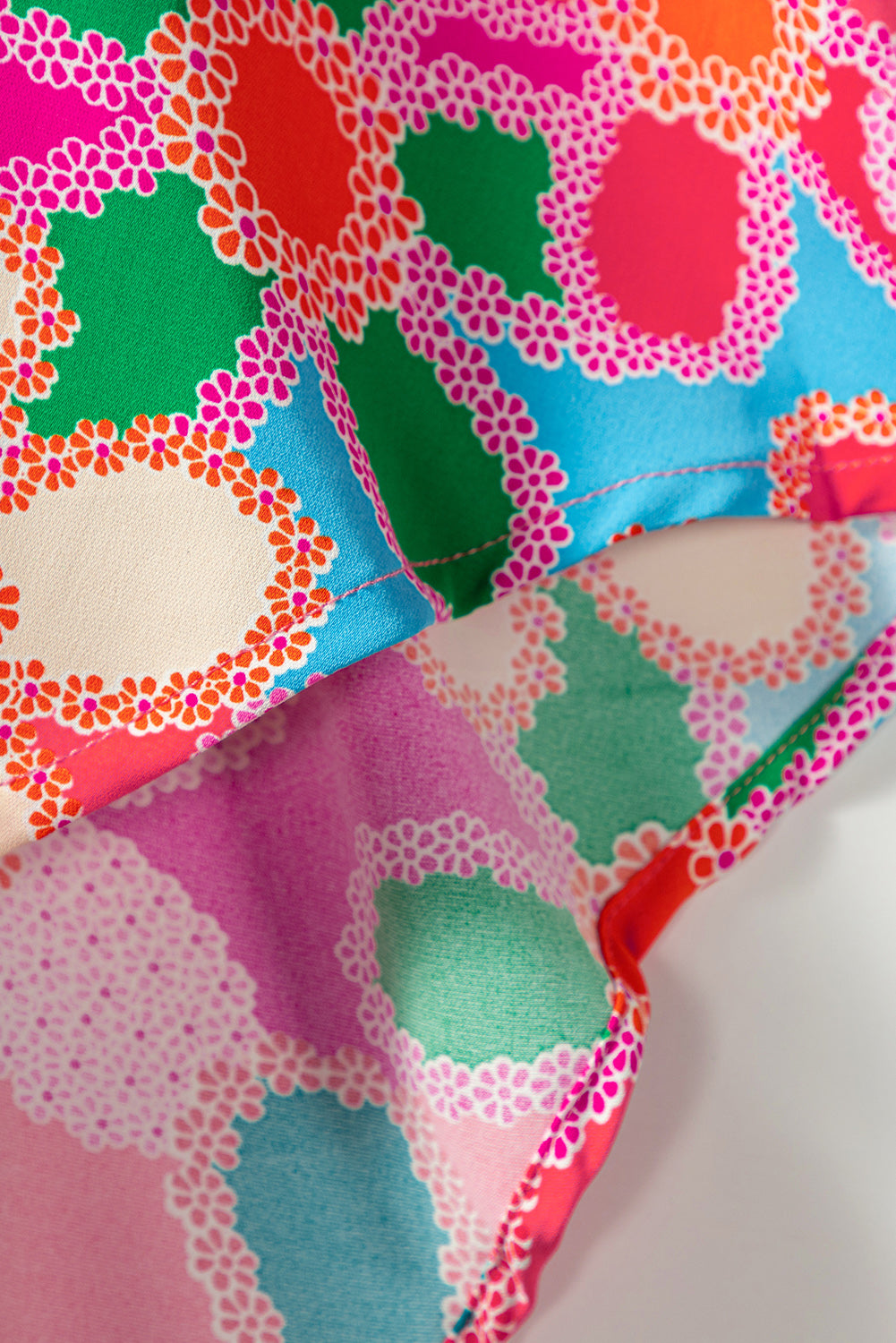 Multicolor Floral Print Bubble Sleeve Shirt