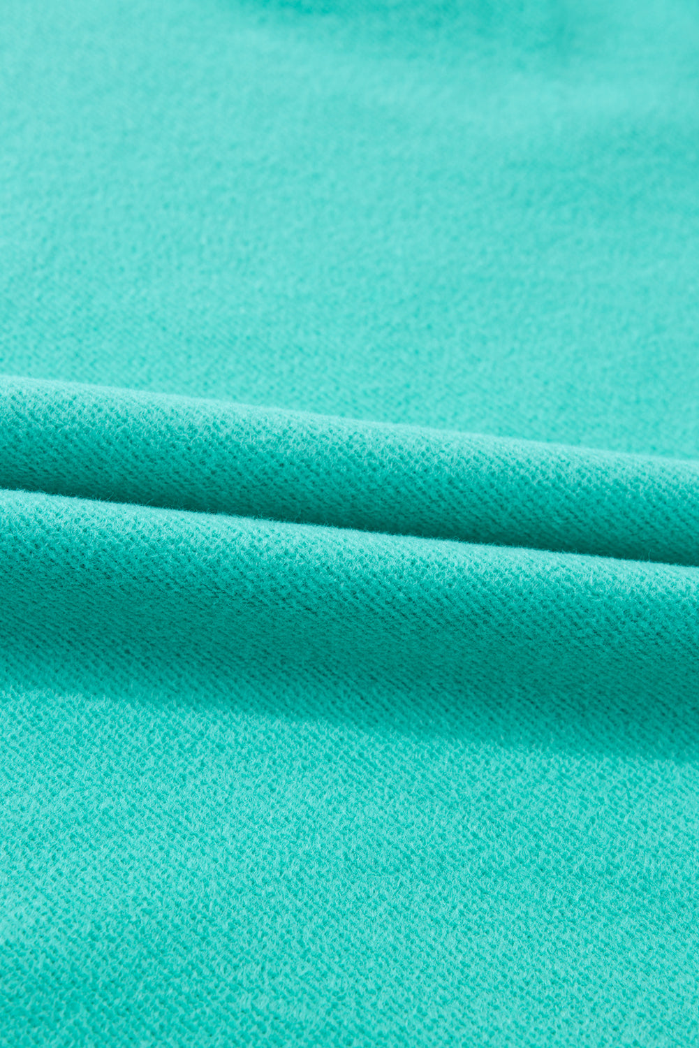 Sea Green Solid Fleece Lined Drop Shoulder High Low Sweatshirt