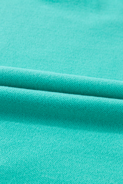Sea Green Solid Fleece Lined Drop Shoulder High Low Sweatshirt