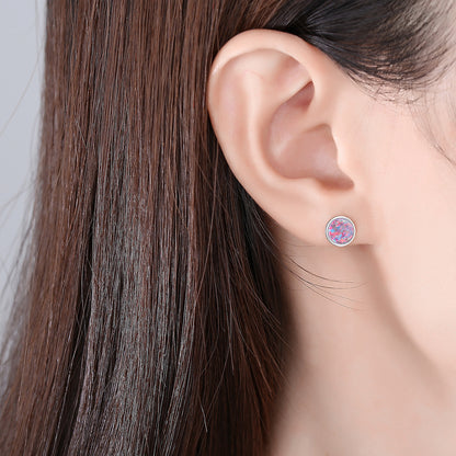 Women's Sterling Silver Stud Earrings Korean All-match Color Treasure Earrings