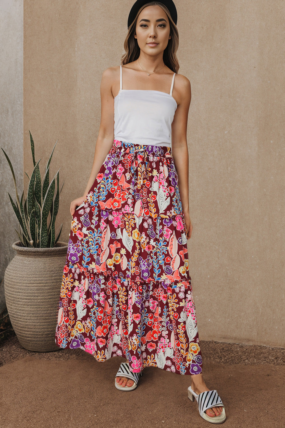 Floral Print Short Sleeve A-line Dress