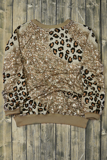 Leopard Bleached Tie Dye Leopard Print Long Sleeve Top