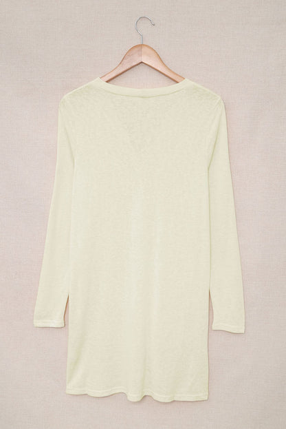 Solid Color Open-Front Buttons Cardigan