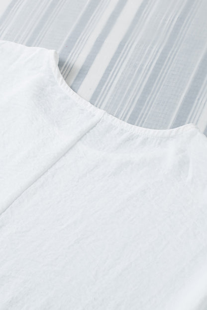 Black Solid Shirred Cuffs Short Swing Dress