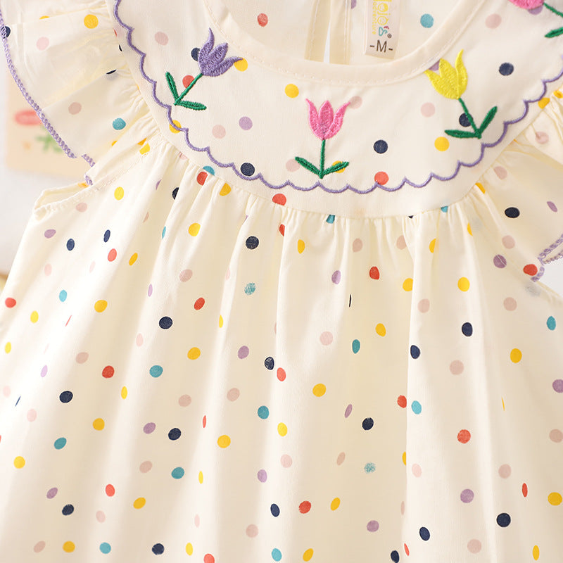 Colorful Polka Dot Sleeveless Western Style Baby Princess Dress