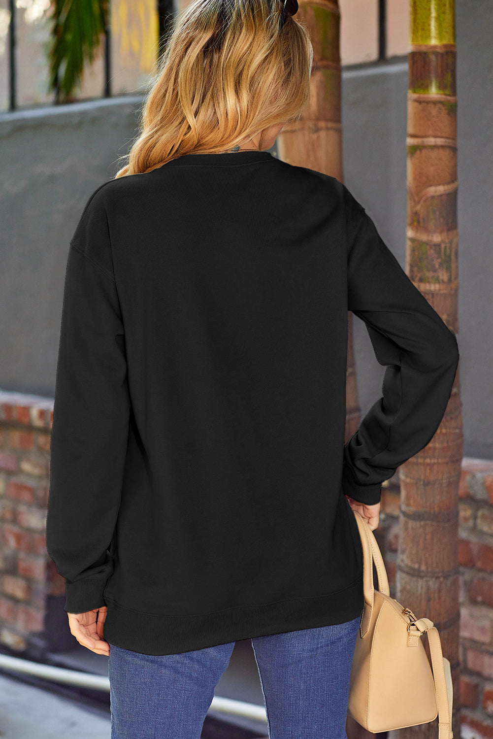 Pink AMEN Leopard Letter Print Oversized Pullover Sweatshirt