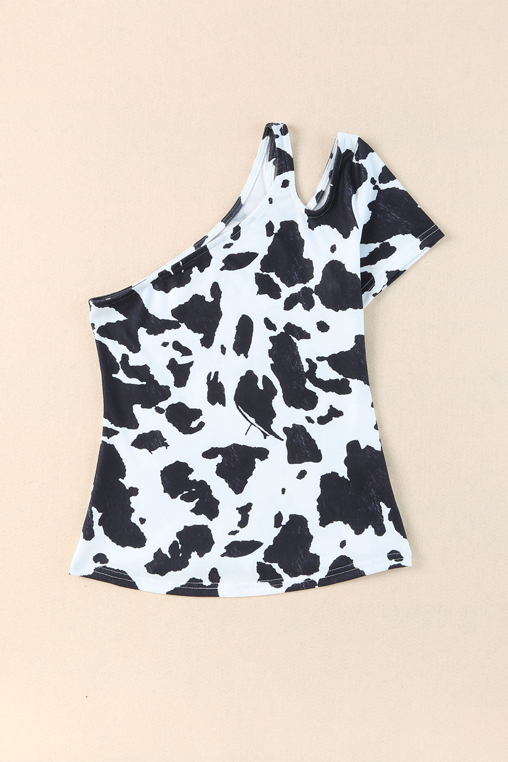 White Western Cow Spots Slim Fit T-shirt
