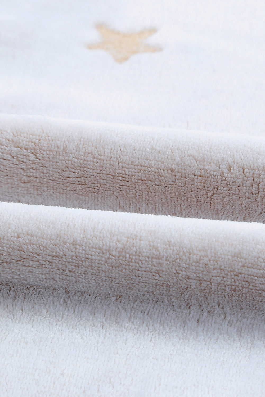 White Plus Size Plush Star Pattern Top and Shorts Set