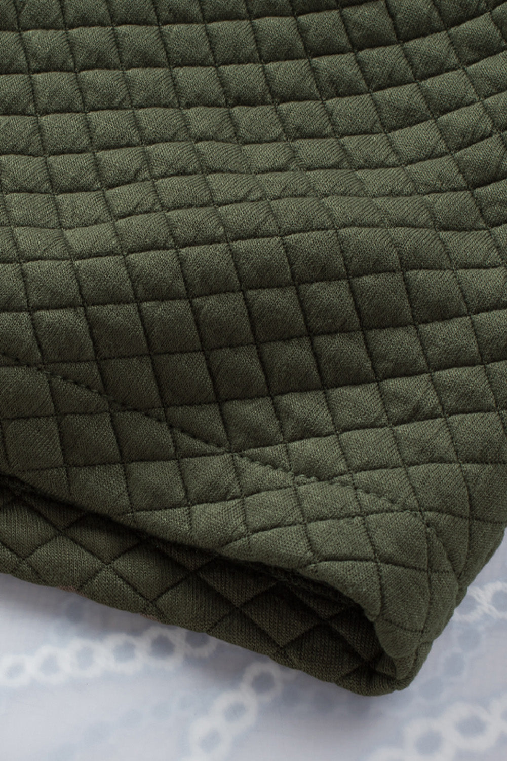 Green Color Block Patchwork Flap Pocket Quilted Shacket
