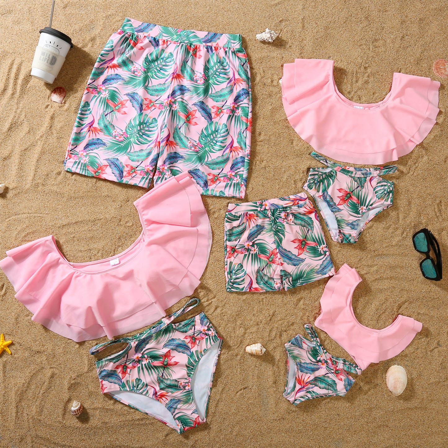 Family Parent-child Bikini Ruffled Swimsuit Suit