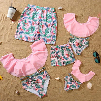 Family Parent-child Bikini Ruffled Swimsuit Suit