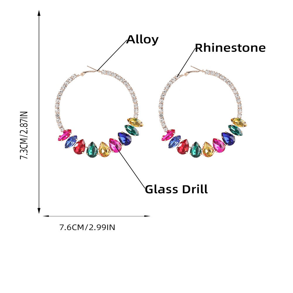 Claw Chain Series Alloy Diamond Round Earrings For Women