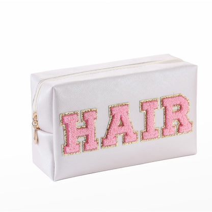Towel Embroidery Letter Sticker Makeup Outdoor Travel Toiletry Bag
