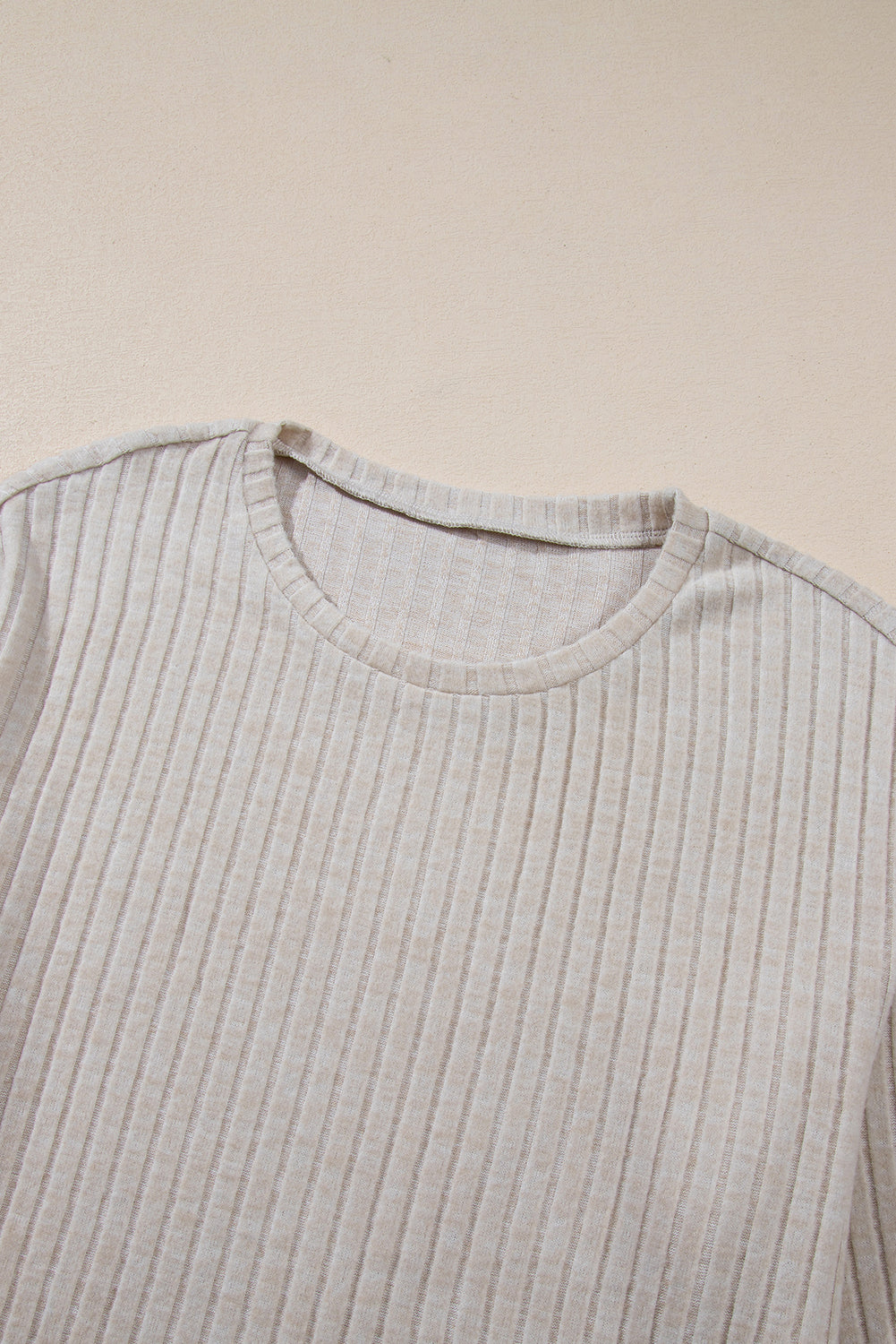 Light Pink Ribbed Knit V Neck Slouchy Two-piece Outfit