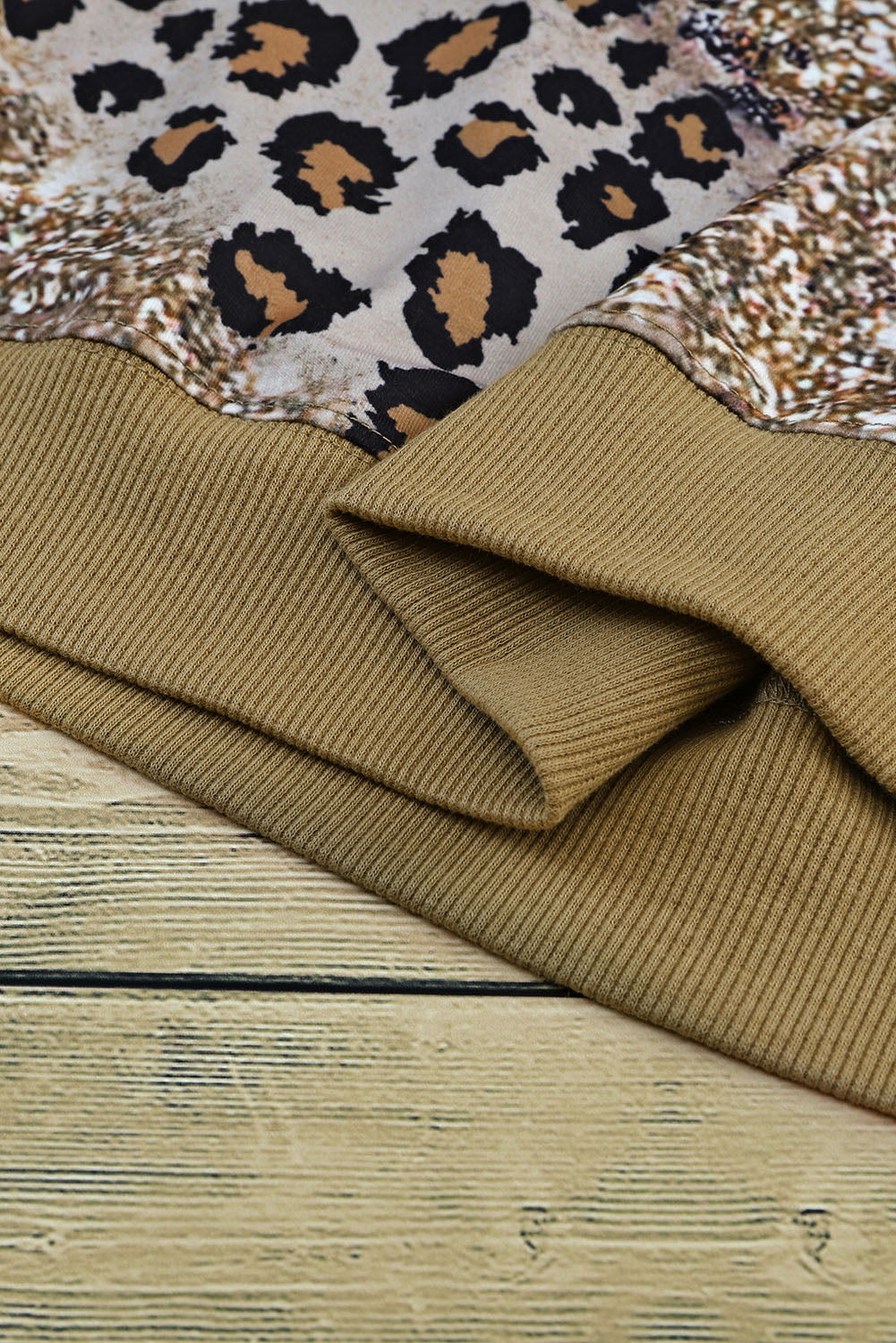 Leopard Bleached Tie Dye Leopard Print Long Sleeve Top