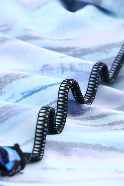 Multicolor Abstract Print Criss Cross Strappy Two-piece Tankini