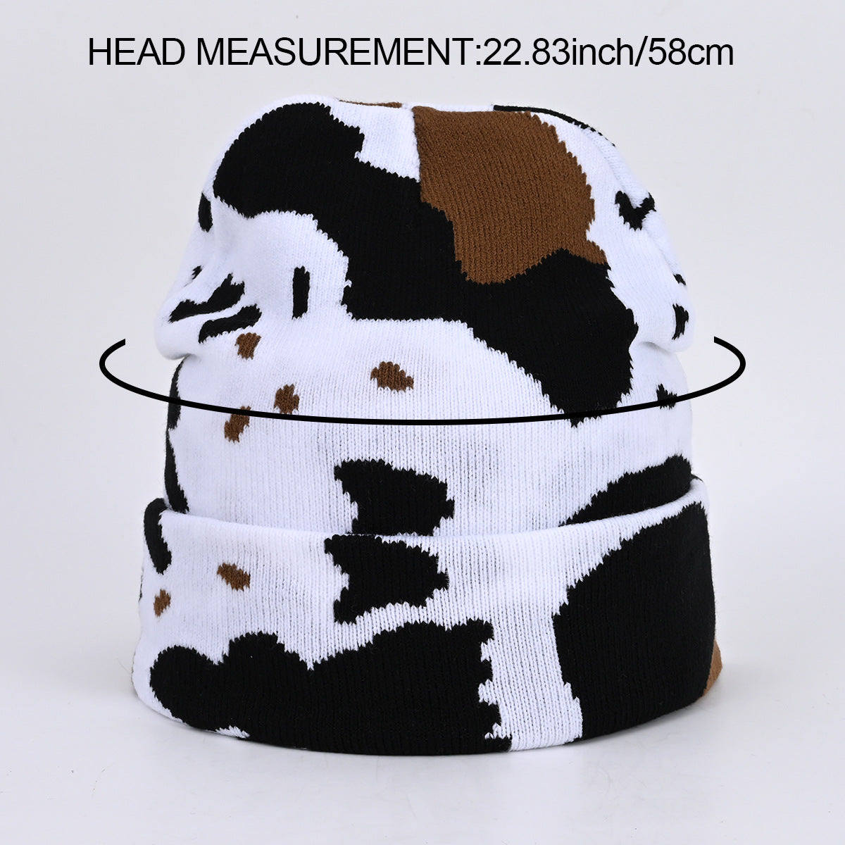 Cow Pattern Knitted Hat Jacquard Popular Hip Hop Letter Cap Street Trend