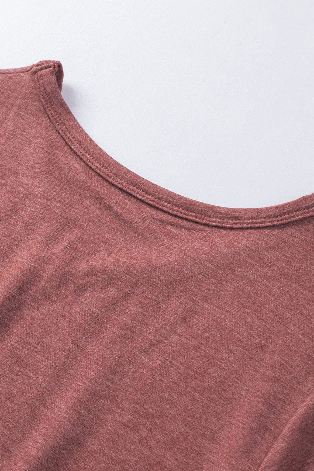 Red Fringe Hem V Neck T Shirt