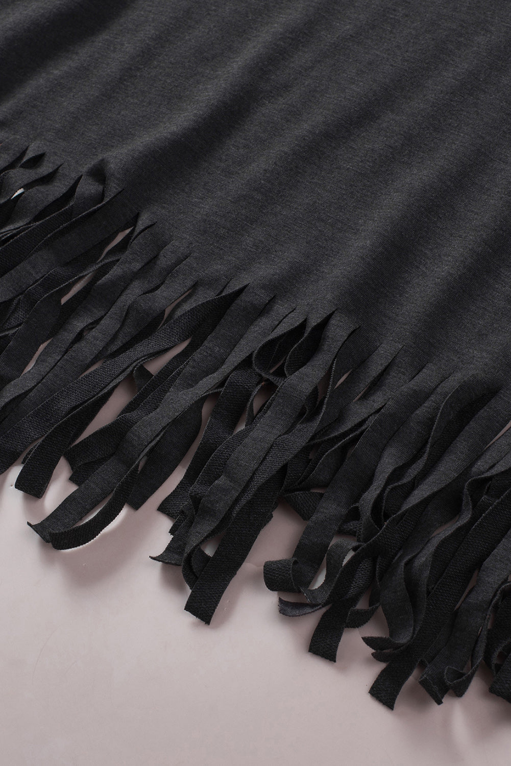 Red Fringe Hem V Neck T Shirt