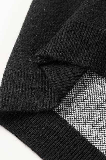 Blackish Green Patch Pocket Ribbed Knit Short Sleeve Sweater