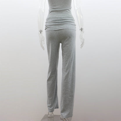 Casual Trousers European And American Tight Short Sleeve Top And Trousers Simple